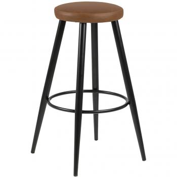 AC Design Furniture Hans Taburete de Bar, Piel sintética, marrón, 32 x 34,5 x 77 cm, 2 Unidades
