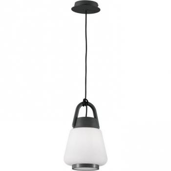 Lámpara Colgante Mantra Kinke Gris Antracita 1 Luz con Pantalla Blanca