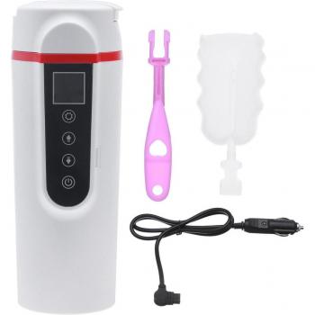 Taza Calefactora Eléctrica Portátil para Coche 12/24V con Pantalla LCD - Hervidor de Agua para Café, Té y Leche (420ml)