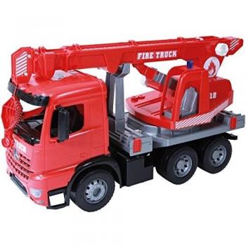 Lena 02175 – Carro de Bomberos para Mercedes Benz Arocs, Rojo, Aprox. 70 cm, grúa con 3 Ejes, Gran Juguete para niños a Partir de 3 años, grúa de Bomberos Robusta con cabrestante hasta 1,05 m.