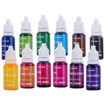 Jelife Colorante Alimenticio Líquido Food Dye Coloring Set Extremadamente Alta Concentración Liquid Set para Colorear Bebidas Cake Alimentos y Slime 12 x 10ml