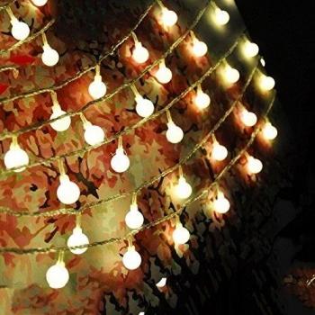 Tomkity 10M 100LED Guirnaldas Luces Navidad Bolas Blanco Cálido Bombiilas Luminosas para Decoración de Hogar Jardín Bar, Patio, Boda, Dormitorio, Fiesta de Cumpleaños Reunión
