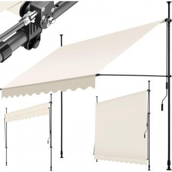 Toldo plegable para balcón Tectake con manivela, ajustable en altura, estructura de acero con revestimiento en polvo, cilindro de aluminio ligero, barras telescópicas con pies roscados para montaje rápido y sencillo