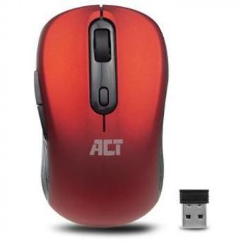Ratón Inalámbrico ACT AC5135 Ambidextro, USB Nano Receptor, DPI Ajustable 1000-1600, Rojo