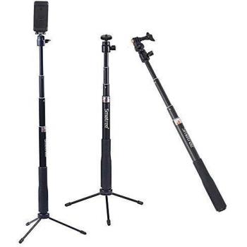 Smatree Q3 Palo Selfie Stick con Trípode para GoPro MAX, Hero 2018,Hero 10/9/8/7/6/5/4/3+/3/2/1/Fusion/Session, Ricoh Theta S/V,M15 Cámaras Compactas y Teléfonos Móviles