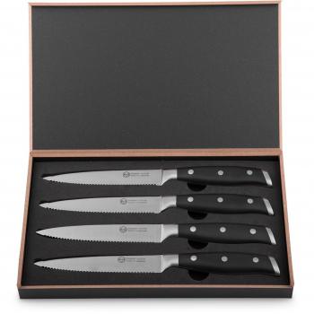 Set de Cuchillos para Carne de 13 cm, incluye Caja para Regalo, 4 piezas, hoja dentada en diseño de 3 remaches