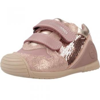 Biomecanics - Zapatillas de piel de bebé niña con detalle de lentejuelas y doble cierre adherente, deportivas para niña modelo 241104, número 22, botín metalizado Kiss