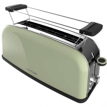Cecotec Toastin' time 850 Green Long Tostador Vertical de Acero para 1 Rebanada Larga con Soporte para Panecillos, Potencia de 850 W