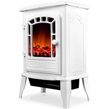Chimenea Eléctrica Blanca 2000W con Calefacción y Efecto Llama LED 56,5x24x39cm