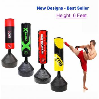 Saco de golpes para boxeo de pie 1,8 m, para entrenamiento pesado de Kick Boxing, artes marciales mixtas, Muay Thai y artes marciales serie B., rojo & negro