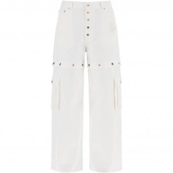 Off-White 90s Logo Convertible Baggy Jeans - White - Size 33