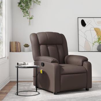 Sillón de Masaje Reclinable de Cuero Sintético Marrón