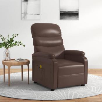 Sillón de masaje reclinable de cuero sintético marrón vidaXL