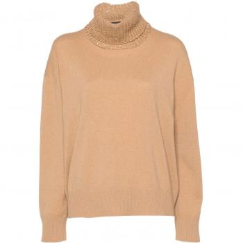 Fabiana Filippi Women's Wool And Silk Blend Turtleneck Sweater in Camel | Size XS