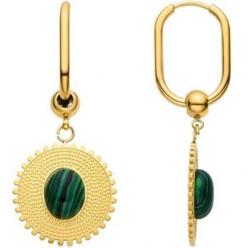 Pendientes Luxenter Africa de Malaquita bañados en oro amarillo