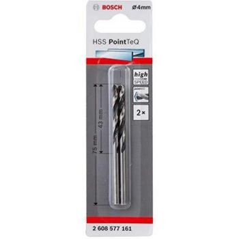Bosch Professional 2 brocas helicoidal HSS PointTeQ, para metal, 4 x 43 x 75 mm, accesorio de taladro