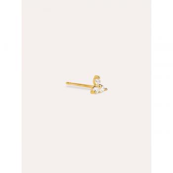 Pendiente Suelto Singularu Trébol de Plata con Baño de Oro 18K - Diseño Exclusivo - Cierre Tuerca a Presión