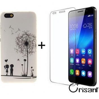 case cover para Huawei Honor 4X,Crisant Diente de león con los niños diente de león Diseño Protección suave TPU Gel silicona Teléfono Celular Back funda Carcasa para Huawei Honor 4X + UN Vidrio Templado Protector de Pantalla Film