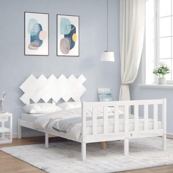 Cama solar sin colchón de madera maciza de pino blanco 120x200 cm con cabecero