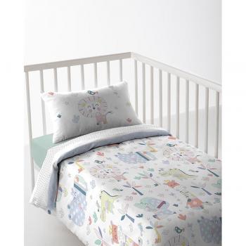 Funda Nórdica Reversible Cuna/Maxicuna Infantil Bebé 100% Algodón CLK Jungla Cool Kids Fabricado en España