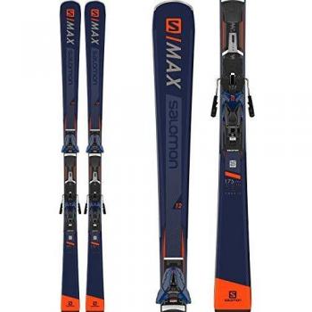Salomon s s/MAX 12 Alpin Esquí + Z 12 Walk Fijaciones, Unisex Adulto, S/MAX 12 Skis w/ Z12 Walk F80 Bindings, Dark-Blue/Orange, 170 cm