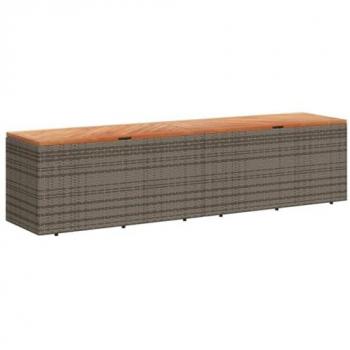 vidaXL Garden Storage Box Grey 220x50x54 cm Poly Rattan Acacia Wood