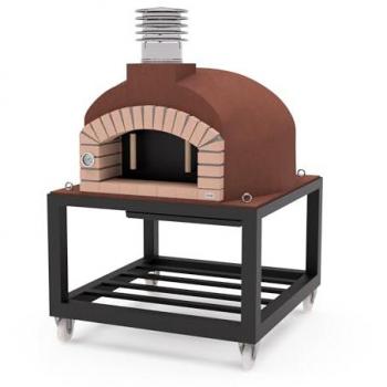 Horno de Leña Exterior Aislado Modelo Olympus Mons (Burdeos - 130 x 130 x 161 cm) con Corcho y 3 Mantas Cerámicas