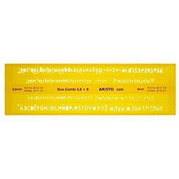 Plantilla de escritura ISONORM Duo 3.5/5 mm para fineliner y fibras, incluye letras y números en plástico