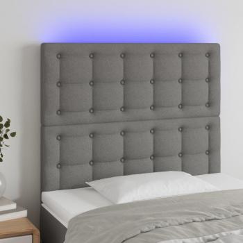 Cabecero LED gris oscuro 80x5x111/128 cm tela con luces LED