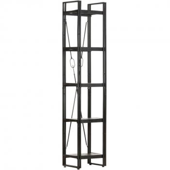 Estante de madera maciza de mango negro con 5 estantes, dimensiones 40x30x180 cm