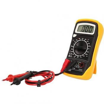Multímetro digital KS Tools 150.1495 con puntas de comprobación, medición de voltaje AC/DC, resistencia, continuidad y diodos, pantalla LCD, rango automático y función de retención de datos