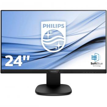 Philips S Line 243S7EJMB/00 - Monitor LCD de 23.8 (60.5 cm) Full HD, Tecnología SoftBlue, 1920 x 1080 Pixeles, LED, Tiempo de Respuesta 5 ms, Contraste 1000:1, Luminosidad 250 cd/m² con HDMI, VGA y DisplayPort