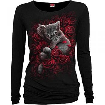 Spiral Gothic Long Sleeve Shirt - Bed of Roses - Black - S to XXL for Women