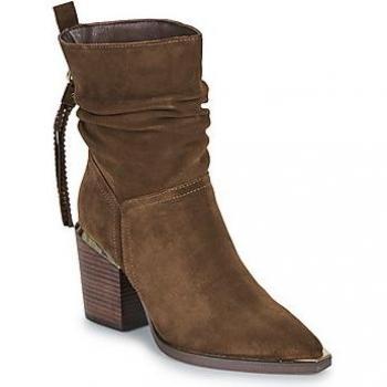 ALMA EN PENA Women's Low Ankle Boots, Brown, Size: 10 US, Fringed Rhinestone Heeled Boots