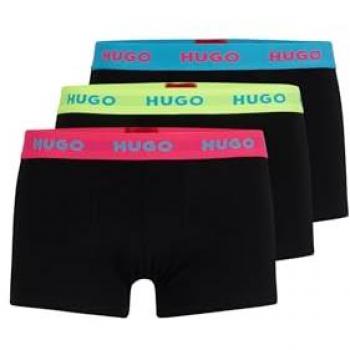HUGO Men's 3-Pack Stretch Cotton Boxer Briefs with Logo Waistbands