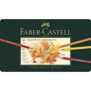 Faber-Castell 110060 - Estuche de metal con 60 ecolápices polychromos, multicolor