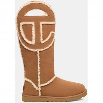 UGG Women's Brown Logo Boots in Biscuit Suede, Size 4 US / Size 1 UK