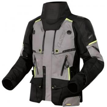 Chaqueta Textil Impermeable LS2 Apollo - Protección Resistente, Estilo Moderno, Color Negro-Gris-Amarillo