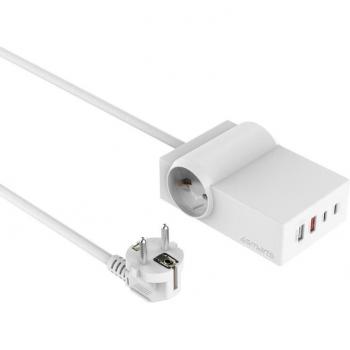 Regleta de Alimentación 6 en 1 USB-C/A con 2 Tomas y 4 Puertos USB (2 USB-C 65W + 2 USB 24W) Tecnología GaN - 4Smarts