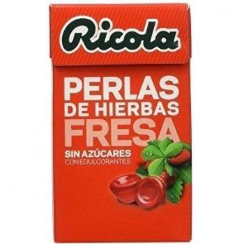 Ricola - Perlas de Hierbas Suizas sin Azúcar, Sabor Fresa y Menta - 25g