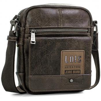 Lois - 96021 Bolso Bandolera Hombre. Bolsa de Mensajero al Hombro, Cierre con Cremallera. Múltiples Compartimentos. Piel sintética Polipiel, Color Marron
