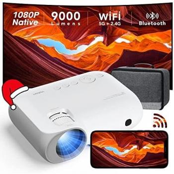 Mini Proyector Portatil - Proyector 5G WiFi Full HD 1080P Nativo 9000 Lumens para Móvil, YOTON Y7 Proyector Cine en Casa con Entradas HDMI/AV/USB
