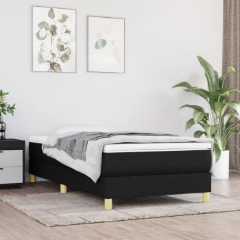 Cama box spring con persianas negras en tela 100x200 cm