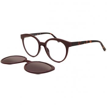 Burgundy Oval Clip-On TR90 Women's Prescription Glasses with Blue Light Blocking - SmartBuy Collection