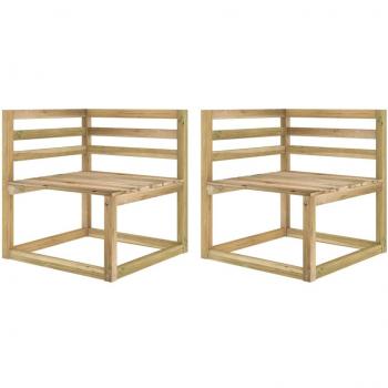 Sofás de esquina de palets jardín 2 uds madera impregnada verde