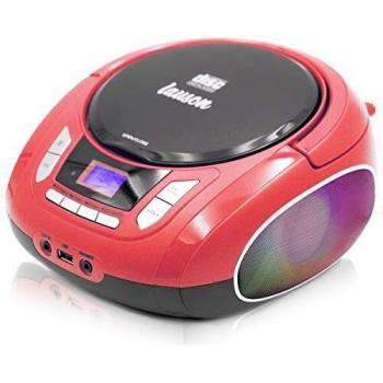 Lauson NXT962 Reproductor CD Portátil Luces LED Multicolor y Radio FM Digital y Pantalla LCD | Lector USB para Reproducir Música MP3 | CD Player con Salida de Auriculares y Altavoces