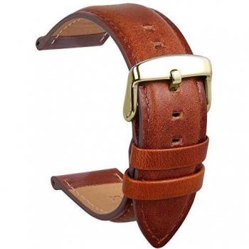HVDHYY Correa de Reloj de Cuero Genuino Reemplazo de Correa Extra Suave Impermeable de Cuero de Becerro y Herramientas de reparación de Barra de Resorte para Hombres Regalo de Mujer 20MM Marrón