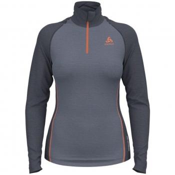 Camiseta Interior Odlo The Performance Wool 150 Half Zip Manga Larga Gris Oscuro Mujer - S