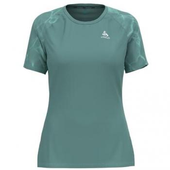 Camiseta de Running Odlo Essential Print Crew Neck para Mujeres - Gris Azulado, Manga Corta, Talla S