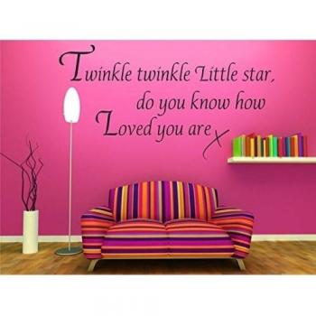 Twinkle Twinkle Little Star pared presupuesto arte adhesivo Kids Nursery decorb35, negro, 580mm x 300mm